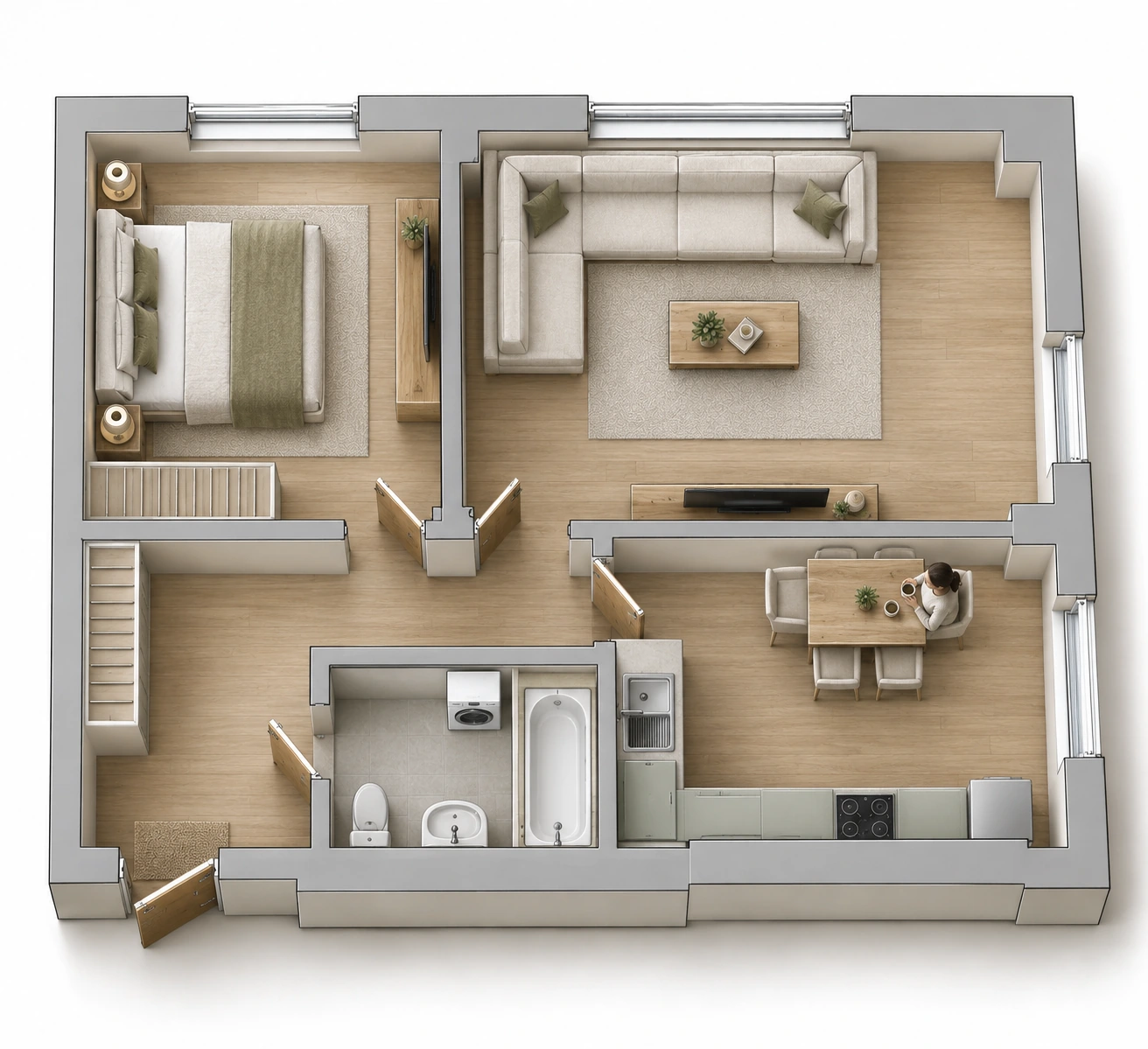 Планировка: 2-комнатная квартира, 60,3 м²