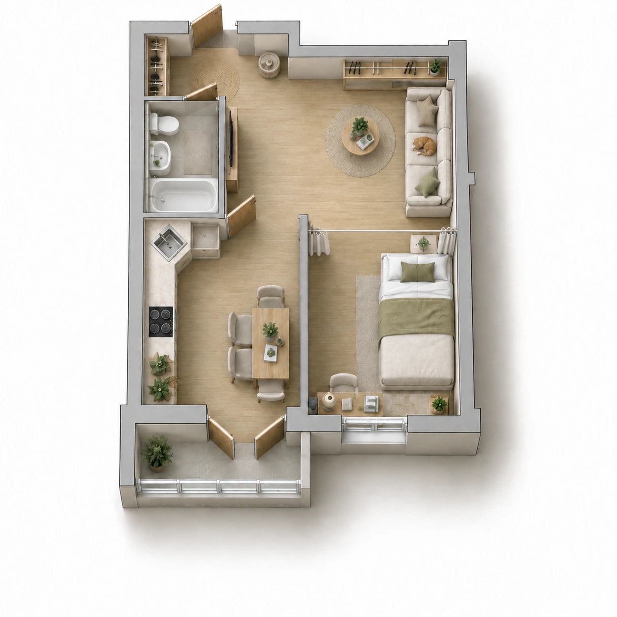 Планировка: 1-комнатная квартира, 40,4 м²