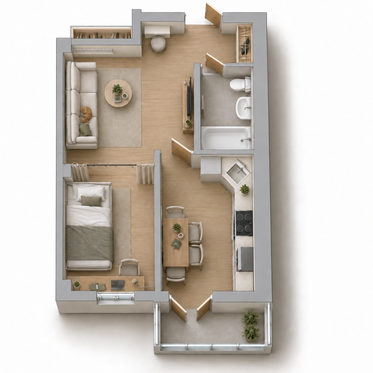 Планировка: 1-комнатная квартира, 40,4 м²