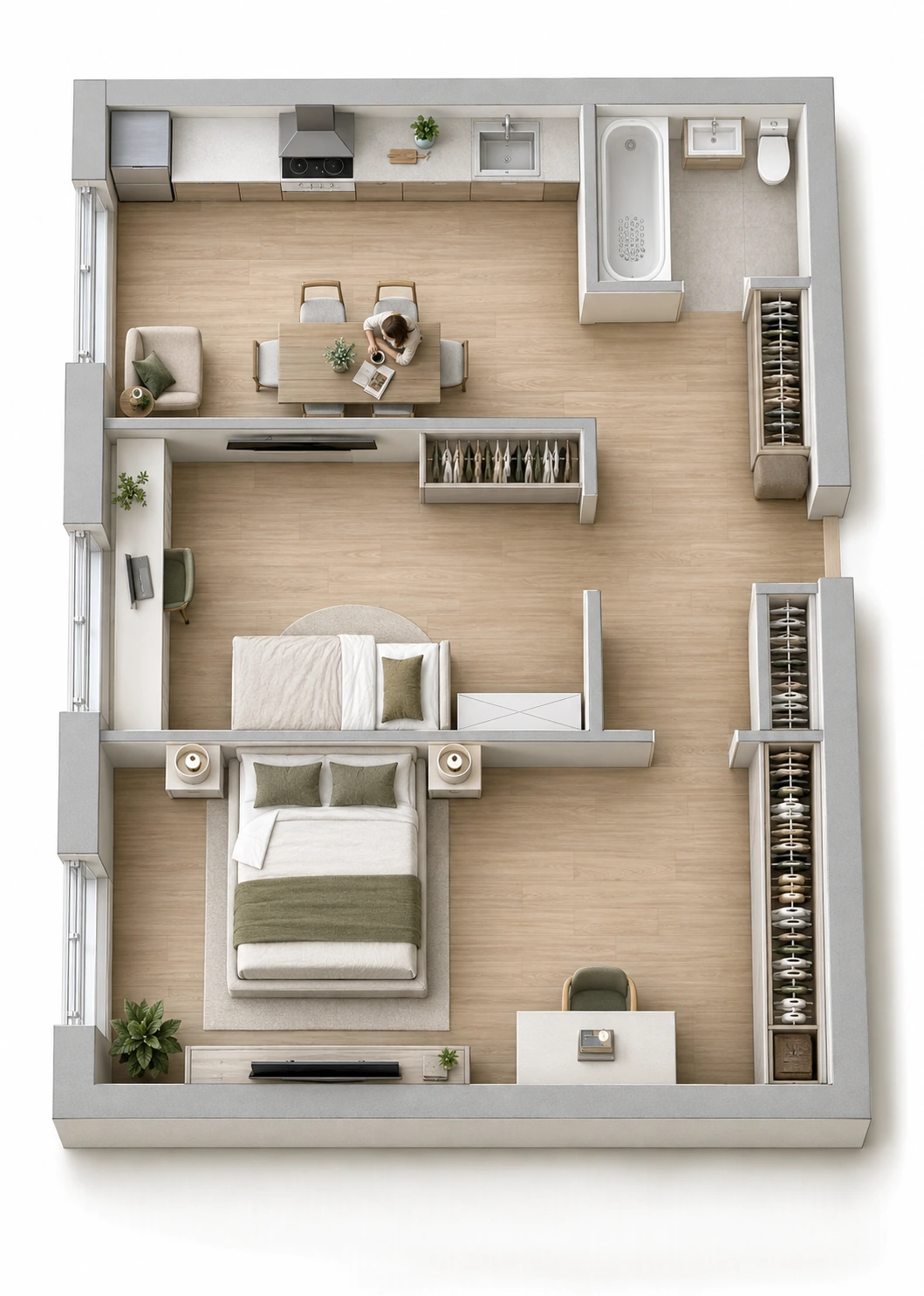 Планировка: 2-комнатная квартира, 59,09 м²