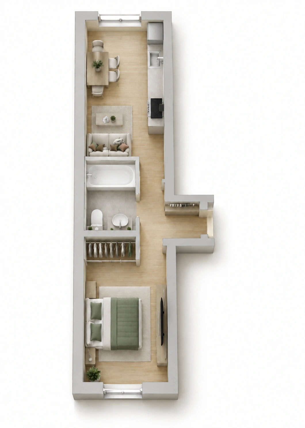 Планировка: 2-комнатная квартира, 38,39 м²